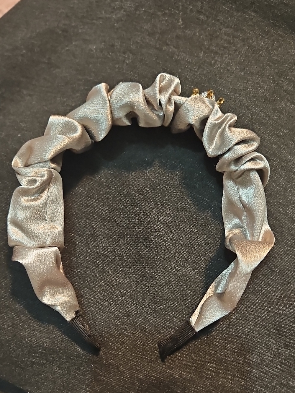 5/25 Silver Satin Scrunchie Headband - Women Accessories